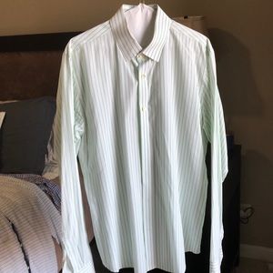 Green and white button down
